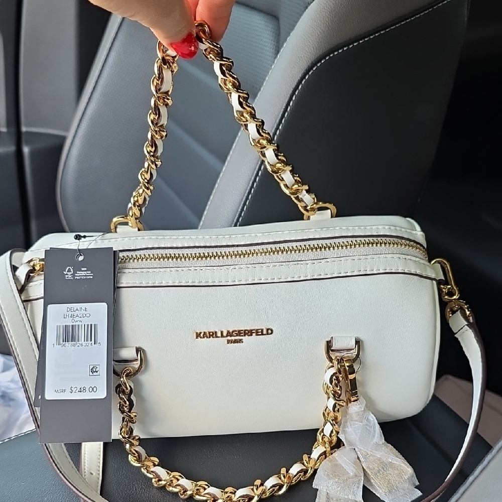 Karl Lagerfeld Cream and Gold Crossbody Bag